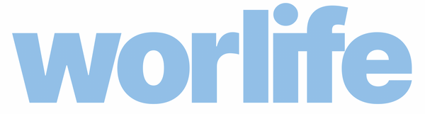 Blue 'worlife' logo on a white background